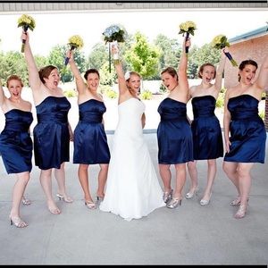 Navy Satin Bridesmaid Dress